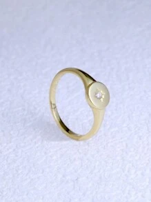 1 Piece Gold Ring Signet Ring North Star Diamond Celestial Ring Pinky Ring Graduation Gift Unisex Ring Unique Holiday Gift Jewelry Solid Sterling Silver 925 Starburst Signet Ring