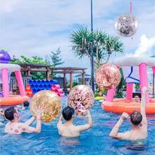 Sparkling Shiny Sequin Inflatable Beach Ball - PVC Water Toy For Fun-Filled Family Parties & Vibrant Beach Events - Perfect Summer Fun For All Ages,Inflatable Balls,Inflatable Ball,Bouncy Balls Rubber,Sensory Toys,Beach Toys,Fidget Toys