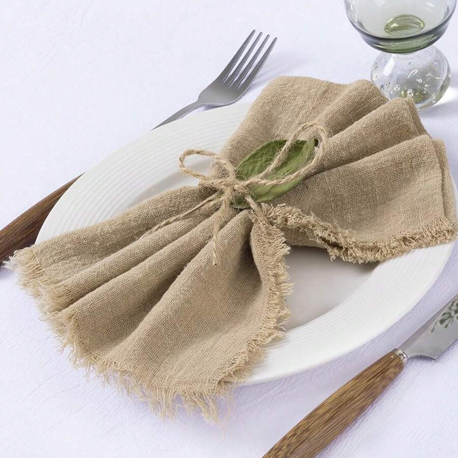 12 pièces Napperon plissé en gaze, 32*32 cm/12.6*12.6 po, décoration de table de style shabby chic pour le Nouvel An, l'anniversaire, le mariage, l'hôtel, la fête, le café, la boutique de café, chiffon d'essuyage