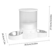 Habas 2貓自動餵食器-3L雙用寵物喂食器，帶5GWIFI、APP控制，雙不銹鋼碗，智能遠程定時、定量多貓餵食，適用於貓狗養殖，具有記錄功能 - 白色 - 查看 2