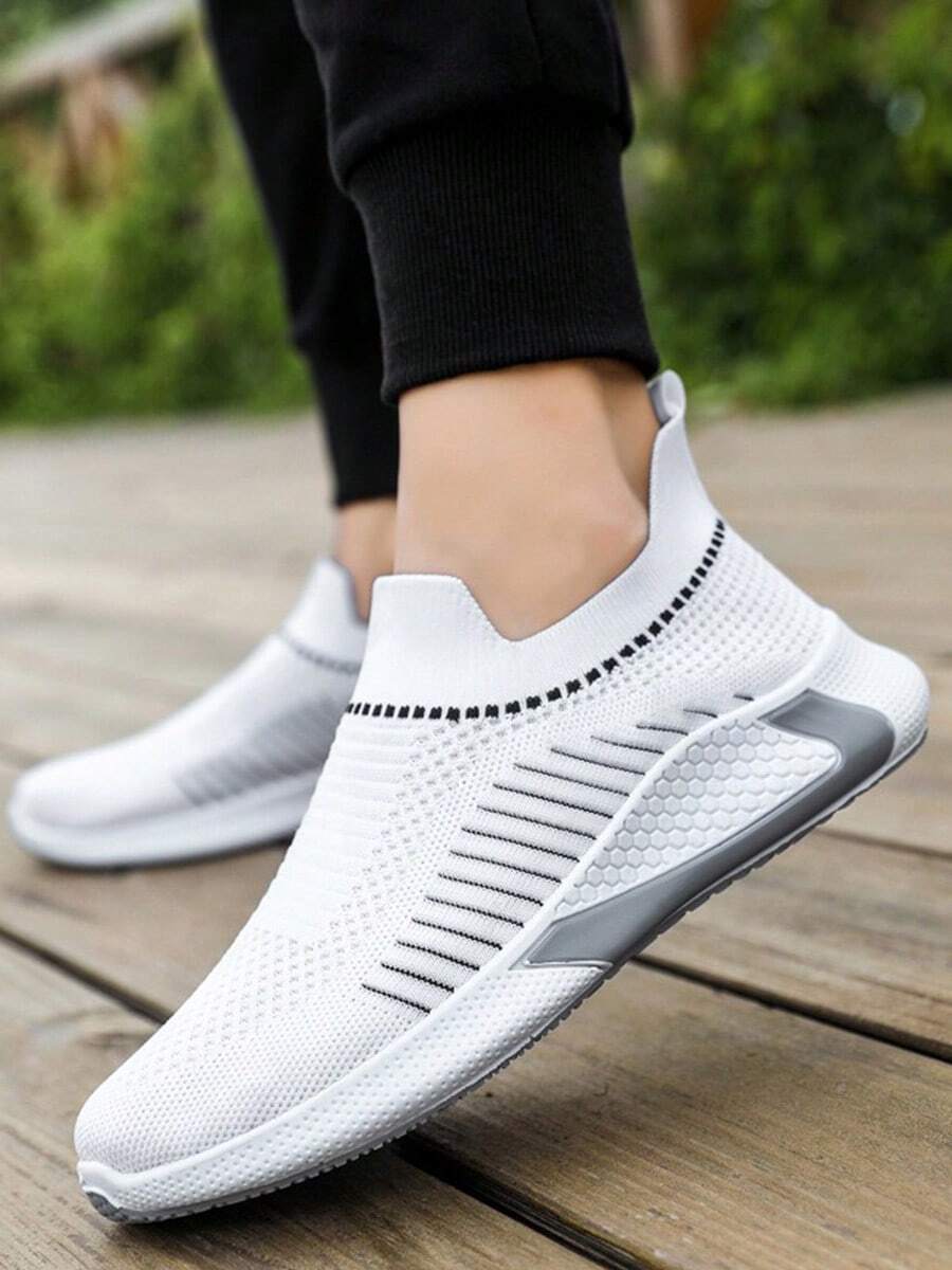 Tenis Para Hombre,tenis,Zapatillas para hombre,Zapatillas Para Correr Al Aire Libre Con Suela Blade De Estilo Punk Para Hombre Con Parte Superior De Malla Ligera Y Transpirable, Absorción De Impactos - Blanco - Ver 1