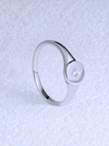 1 Piece Gold Ring Signet Ring North Star Diamond Celestial Ring Pinky Ring Graduation Gift Unisex Ring Unique Holiday Gift Jewelry Solid Sterling Silver 925 Starburst Signet Ring