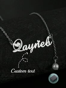 1pc Stainless Steel Heart Shaped Pendant With Faux Pearl Suspended, Customized Name/Letter/Date Fashionable Elegant Women's Necklace, Ideal Gift For Girlfriend/Female Friend/Anniversary/Holiday, Jewelry