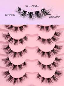 Asiteo 7 Pairs Natural Lashes Soft Fluffy And Wispy Faux Mink Lashes With Clear Band False Eye Lashes Makeup Extensions Eyelashes - màu đen - Xem 3
