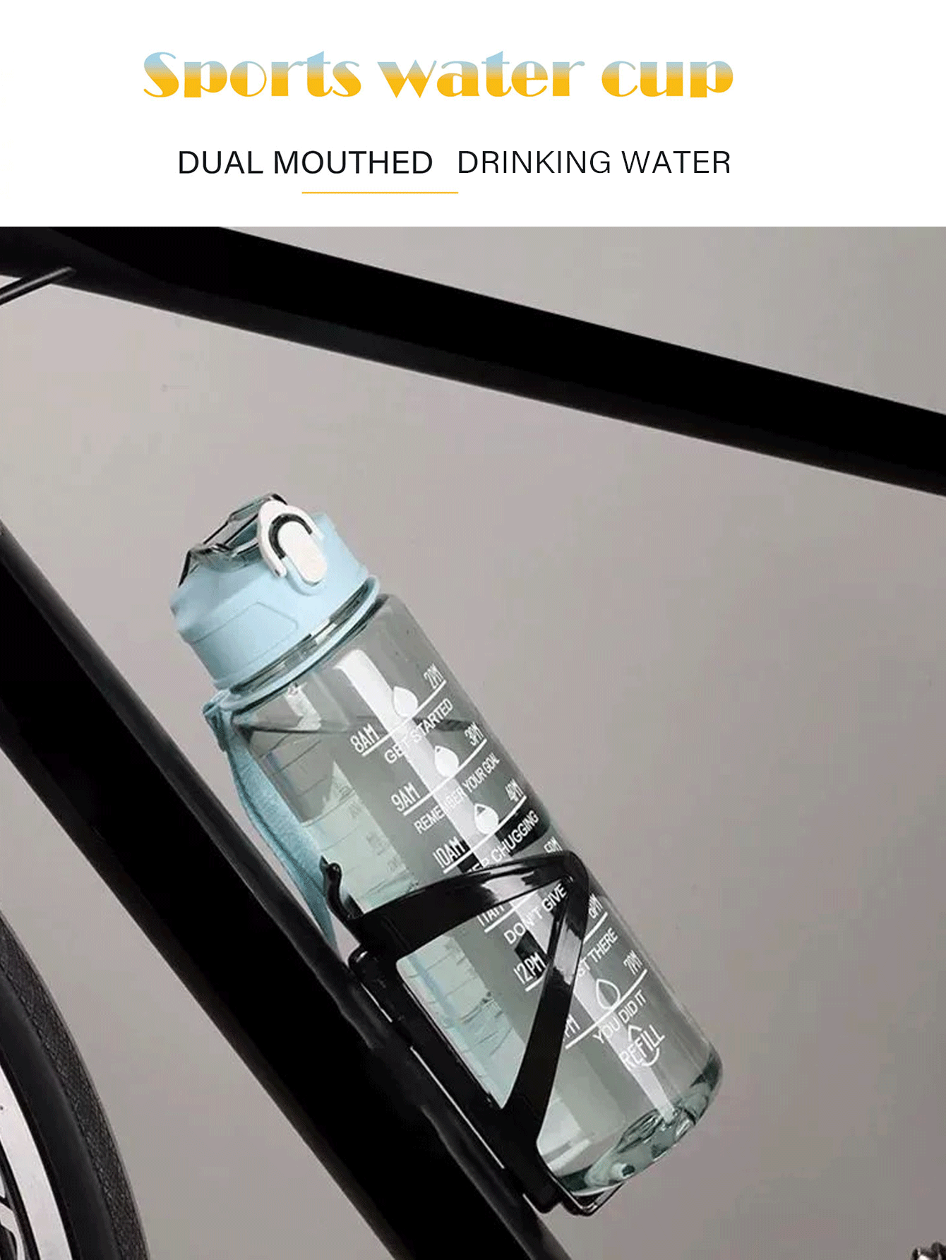 用漸變色激勵版水壺保持水分攝取並保持積極 - 計時器，防漏，包含可愛貼紙！ - 淺粉色 - 查看 5