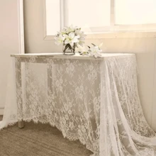 1pc 59"X118" White Lace Tablecloth, Rectangular Spring Wedding Tablecloth, Vintage Embroidered Lace Fabric Cover For Summer Outdoor Parties, Home Decor