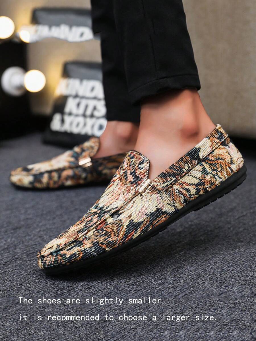 Men's Loafers New Casual Shoes Versatile Moccasins Slip-On Fisherman Shoes Slouchy Shoes Youth Shoes Canvas Flat Boat Shoes Men's Shoes Black Formal Shoes Casual Canvas Shoes (Run Small And Narrow, Please Order One Size Up) - Brown - View 1