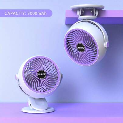 GICOOK Portable USB Mini Fan Circular Clip-On Desktop Quiet Charging Electric Fan For Home Kitchen Outdoor Camping Dorm Office Air Circulator