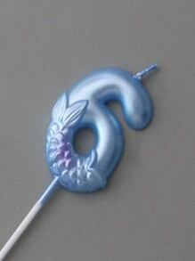 1 件美人鱼数字蜡烛 0-9，粉色和蓝色生日派对装饰蜡烛 - 藍色 - 查看 12
