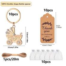 10pcs Glittering Golden Stroller Keychains Set Perfect Souvenirs For Weddings, Baby Showers, Bridal Showers, Birthday Parties Baby Shower Family Decorations Gifts