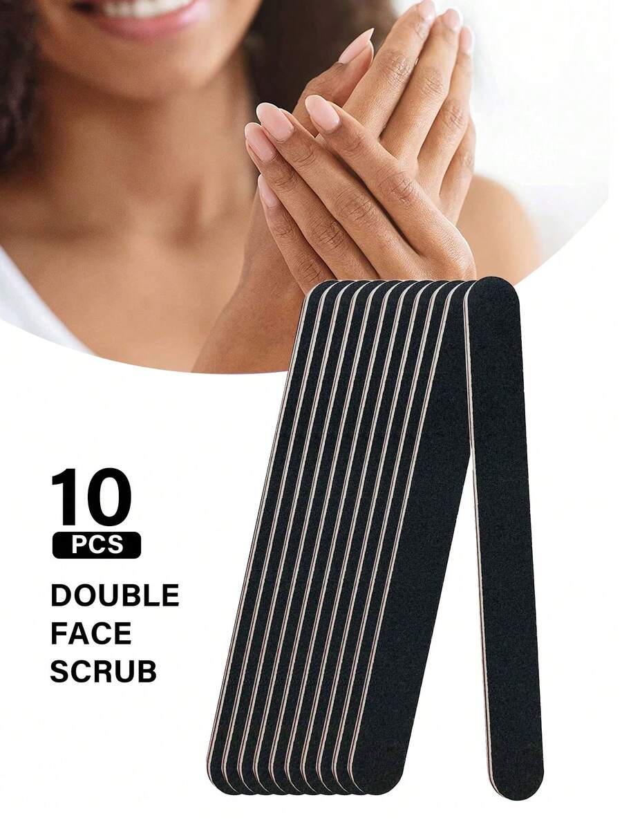 10 Pack 100/180 Grit Nail Files, Black Nail Files Professional Washable Doubled Sides Nail File Kit For DIY Salon Use - Black - View 1