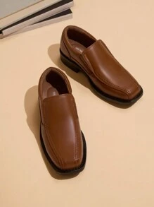 Boy's Dress Shoes Slip-On Loafer Wedding Shoes Versatile Lightweight Casual Flat Shoes For Children, Suitable For Everyday Wear In All Seasons - màu nâu - Xem 1