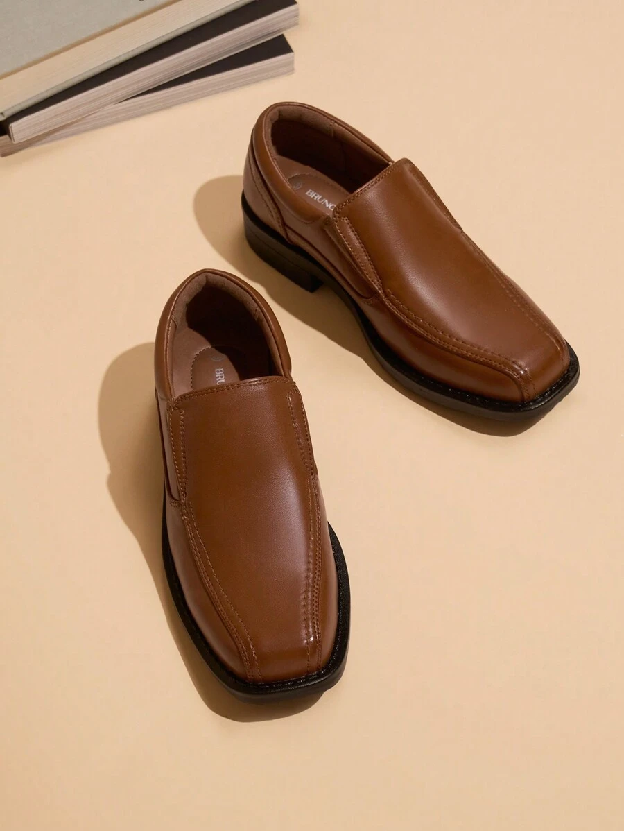 Boy's Dress Shoes Slip-On Loafer Wedding Shoes Versatile Lightweight Casual Flat Shoes For Children, Suitable For Everyday Wear In All Seasons - màu nâu - Xem 1