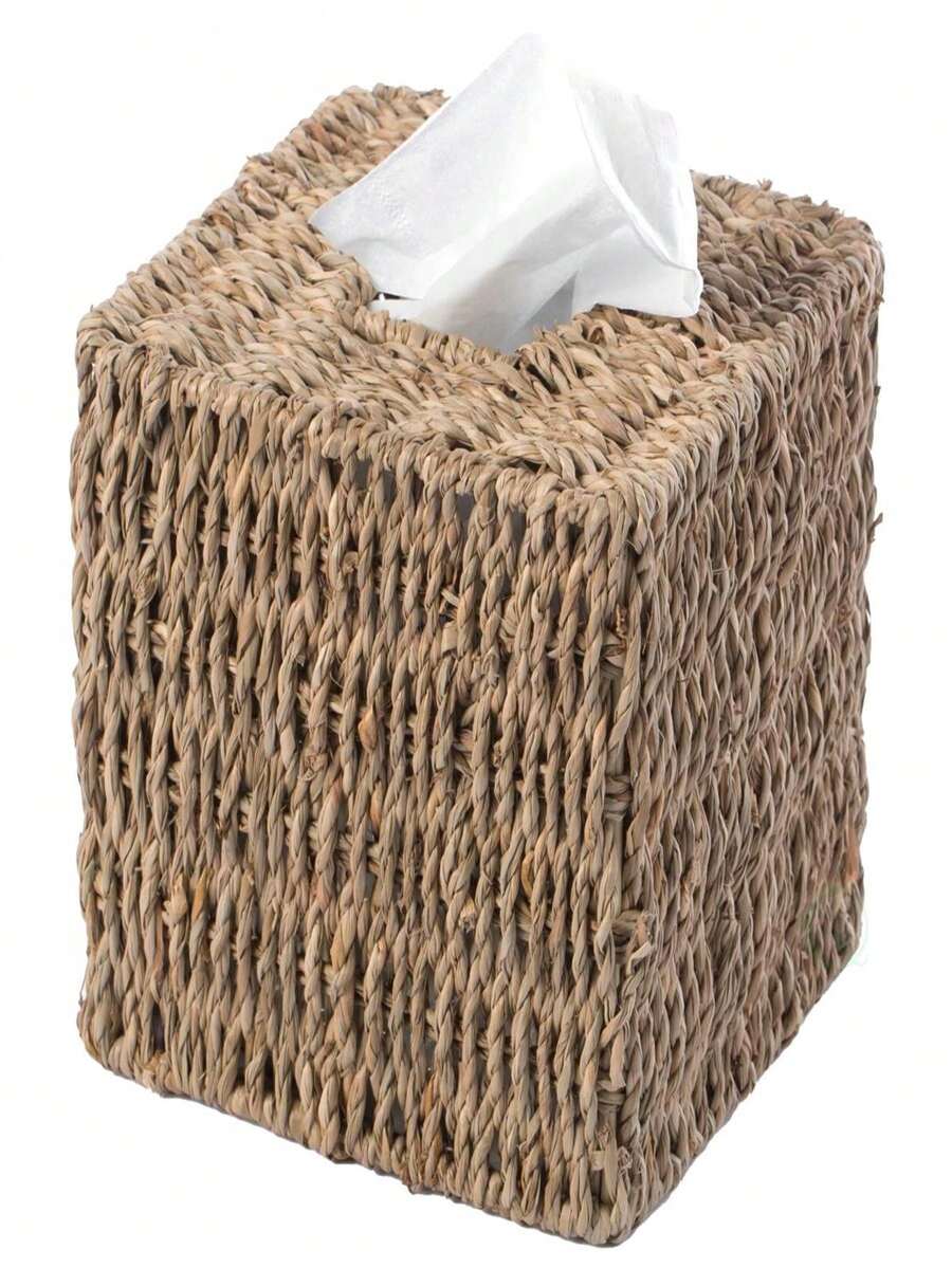 6 X 6 X 6 In. Natural Woven Seagrass Wicker Square Tissue Box Cover ...