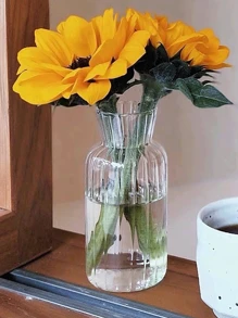 1pc Nordic Style Hydroponic Glass Flower Vase, Home Decor Transparent Ornament For Living Room Decoration,Home Decor,Flower Vase,Centerpiece,Table Decor Glass Vase - Clear - View 1