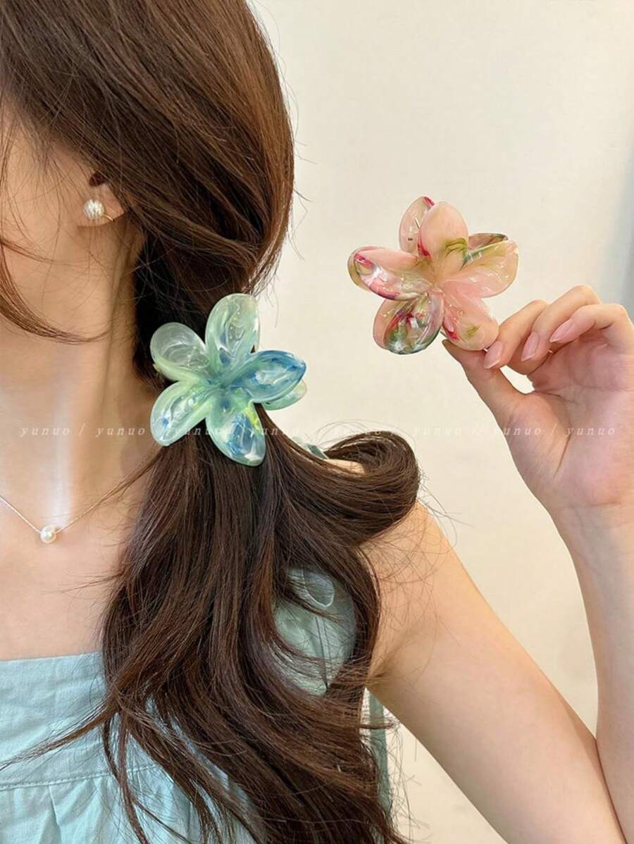 1pc Dopamine Girl Colorful Plumeria Hair Clip Sweet Girl Shark Hairgrip For Women Hair Accessories For Women, Fall, Travel, Hair Tools, Accessories Women, Hair Stuff,Fall,Hair,Hair Accessories,Accessories,Hair Accessories For Women,Travel,Hair Accessories,Accessories Women,Hair Accessory,Hair Accessories Women,Hair Tools,Hair Stuff,Stuff,Beauty Accessories - Multicolor - View 1