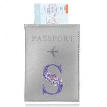 Porte-passeport en PU imperméable accessoire de voyage, couverture de passeport légère portable mince étanche à l'eau avec impression de fleurs et lettres violettes pour hommes et femmes, porte-cartes de crédit d'affaires, étui imperméable pour billets d'avion pour la rentrée ou le voyage - Gris - Voir 28