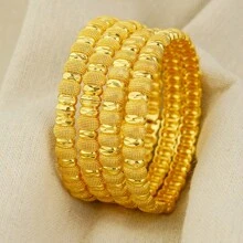 4 stuks 24k gouden Bean Design armbanden, Dubai damesmode armbanden, Arabische en Afrikaanse huwelijksgeschenken, bedankje leraar cadeau