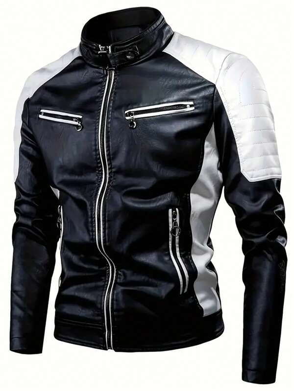 Men's Contrast Color Outdoor Casual Jacket, Cycling Wear