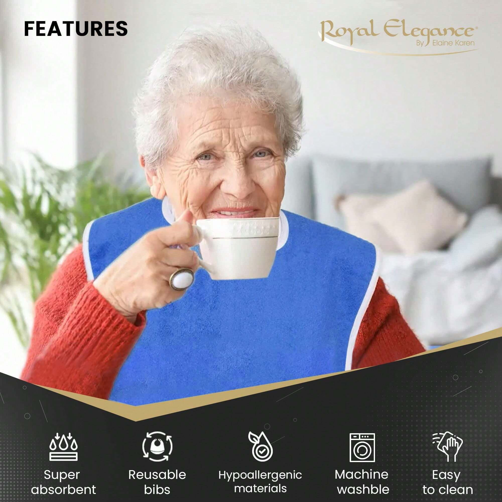 Adults' Adjustable HighGrade Bib, Unisex Bibs For Elderly And Disabled