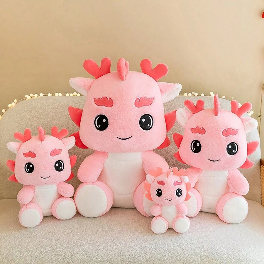 (2pc)Cute Stuffed Animal Dragon Doll Mascot Plush Doll Cute Soft Dragon Toy Plush Toys And Gifts - The Perfect Gift - Pink - View 1