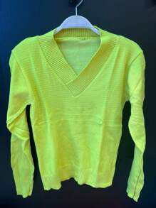 Women Knit Tops - 黃色 - 查看 2