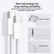 60W PD USB Type C To Type C Cable Data Cord Compatible With Iphone 15 Pro Max Xiaomi Poco Samsung Galaxy Fast Charging USB C Cables Type-C Quick Charger Cord Wire