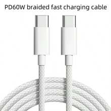 60W PD USB Type C To Type C Cable Data Cord Compatible With Iphone 15 Pro Max Xiaomi Poco Samsung Galaxy Fast Charging USB C Cables Type-C Quick Charger Cord Wire