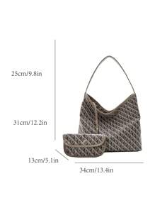 Juego de bolso de hombro con monedero, 2 piezas, nuevo estilo de moda 2025, adecuado para mujeres, uso diario, vacaciones, viajes, días festivos, citas, regalo