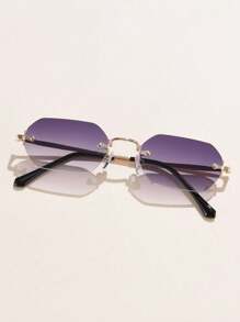1 pièce Lunettes de soleil métal homme, style polygone sans monture, classique, simple, élégant, polyvalent et . Idéal pour le port quotidien, les vacances, la plage, les sorties. S'accorde avec les sweaters, vestes, sweatshirts, pantalons et cargos, pour l'été, les vacances, les sorties en extérieur et les voyages