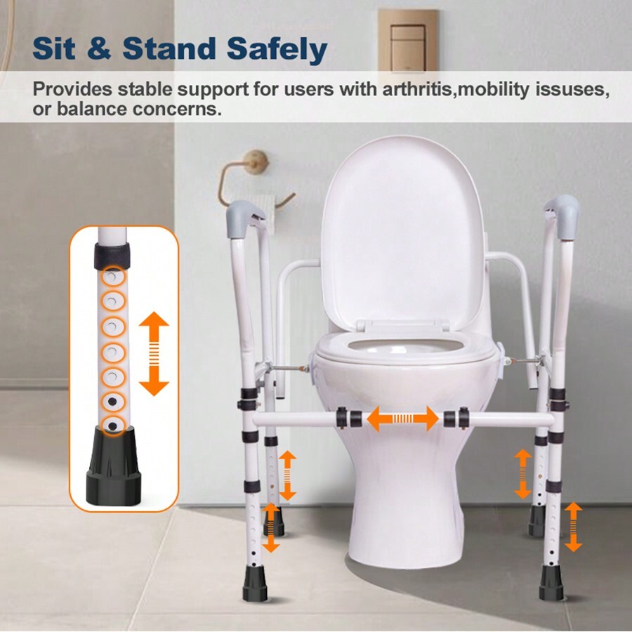 Easy To Install Toilet Safety Rail For The Elderly, Height Adjustable