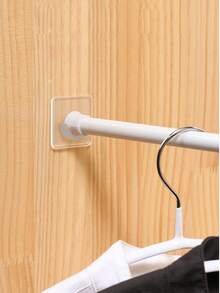 2pcs/Set Curtain Rod Bracket Holders Hooks Self-Adhesive Rod Holder Clothes Rail Bracket Accessories - White - View 3