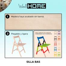 Well Home MOBILIARIO & DECORACIÓN Silla BAS en madera de haya, acabado SIN barniz, 43x47x79 cm - Multicolor - Ver 5