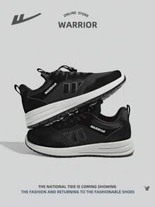 WARRIOR 1 par de zapatos planos deportivos y casuales para hombre, ligeros y cómodos, sin cordones de PU para exteriores, estilo deportivo atlético - Negro - Ver 2
