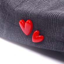 Cute 2pcs Women's Red Heart Shaped Plastic Brooch Pin For Clothes, Shoes, Bags Accessories Valentine's Day