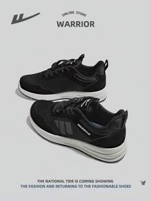 WARRIOR 1 par de zapatos planos deportivos y casuales para hombre, ligeros y cómodos, sin cordones de PU para exteriores, estilo deportivo atlético - Negro - Ver 3