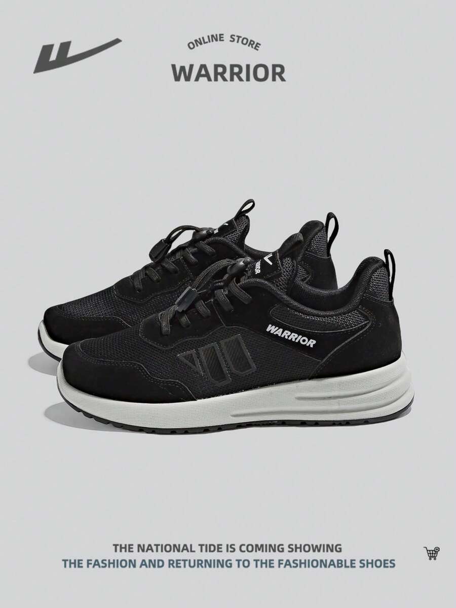 WARRIOR 1 par de zapatos planos deportivos y casuales para hombre, ligeros y cómodos, sin cordones de PU para exteriores, estilo deportivo atlético - Negro - Ver 1