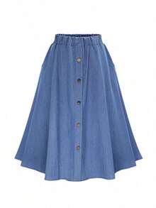 Women Denim Skirts - Baby Blue - View 2