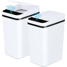 2 Pack 2.2 Gallon Bathroom Trash Cans With Lid Touchless Automatic Motion Sensor Small Slim Garbage Can, Smart Electric Narrow Waterproof Garbage Bin For Bedroom Office Kitchen,Kitchen,Bathroom,Home,Household Suppliers - White - View 1