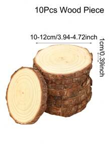 10入組DIY圓形木片，木製桌面裝飾片，木製工藝片，婚禮/家居/派對/聖誕裝飾用
