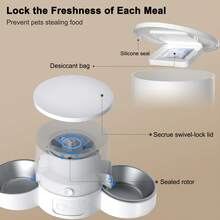 Habas 2貓自動餵食器-3L雙用寵物喂食器，帶5GWIFI、APP控制，雙不銹鋼碗，智能遠程定時、定量多貓餵食，適用於貓狗養殖，具有記錄功能 - 白色 - 查看 3