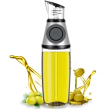 Dispensador de Aceite de Oliva para Cocina y Pulverizador de Aceite de Oliva para Cocinar - Vierte Aceite de Oliva de 500ML Botella de Vidrio Antigoteo con Pitorro y Medidas para Cocinar botella de vidrio de aceite para la parrilla, para cocina, ensalada, horneado de pan - abierto (no secreto) - Ver 9