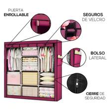 Closet Armario Organizador Portátil Armable de Acero Inoxidable - Rosa - Ver 4