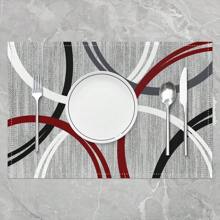 1pc Geometric Abstract Dining Mat, Modern Red Black White Geometric Pattern Placemat, For Kitchen & Home Decor - Multicolor - View 2
