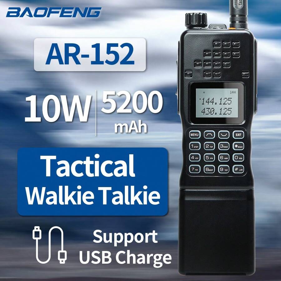 วอกกี้ทอล์กกี้ Baofeng AR-152 ระยะไกล 10 วัตต์ ปลั๊ก US แบตสามระดับ ...