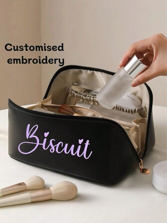 Anpassningsbar sminkväska, sminkväska med dragkedja och stor öppning, återanvändbar sminkväska för toalettartiklar, hudvårdsprodukter och accessoarer, perfekt för resor, kryssning och studentboende, personliga presenter till kvinnor, necessär perfekta presenter till hennes flickvän, familj, barn, rosa tjejer för årsdagar, till jul, för semester/semester, för skolan, för utomhus/utflykter/resor/vandring/stadion/sport/klättring. Bärbar, multifunktionell, mångsidig, stor kapacitet, funktionell, praktisk, allsidig. söt, bedårande, begränsad, semesterstämning/semester, minimalistisk, personlig, unik, anpassade personliga presenter till kvinnor, tygväska stor, resväska perfekta presenter till henne kvinnor, nybörjare och tjänstemän, flickvän, rosa tjejer för årsdagar, för semester/semester, för utomhus/utflykter/resor/vandring/stadion/sport/klättring, för affärer/pendling/arbete/kontor, för Examen, För bröllop, Anpassade necessärer, Sommarsemester