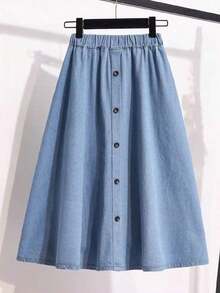 Women Denim Skirts - Baby Blue - View 7