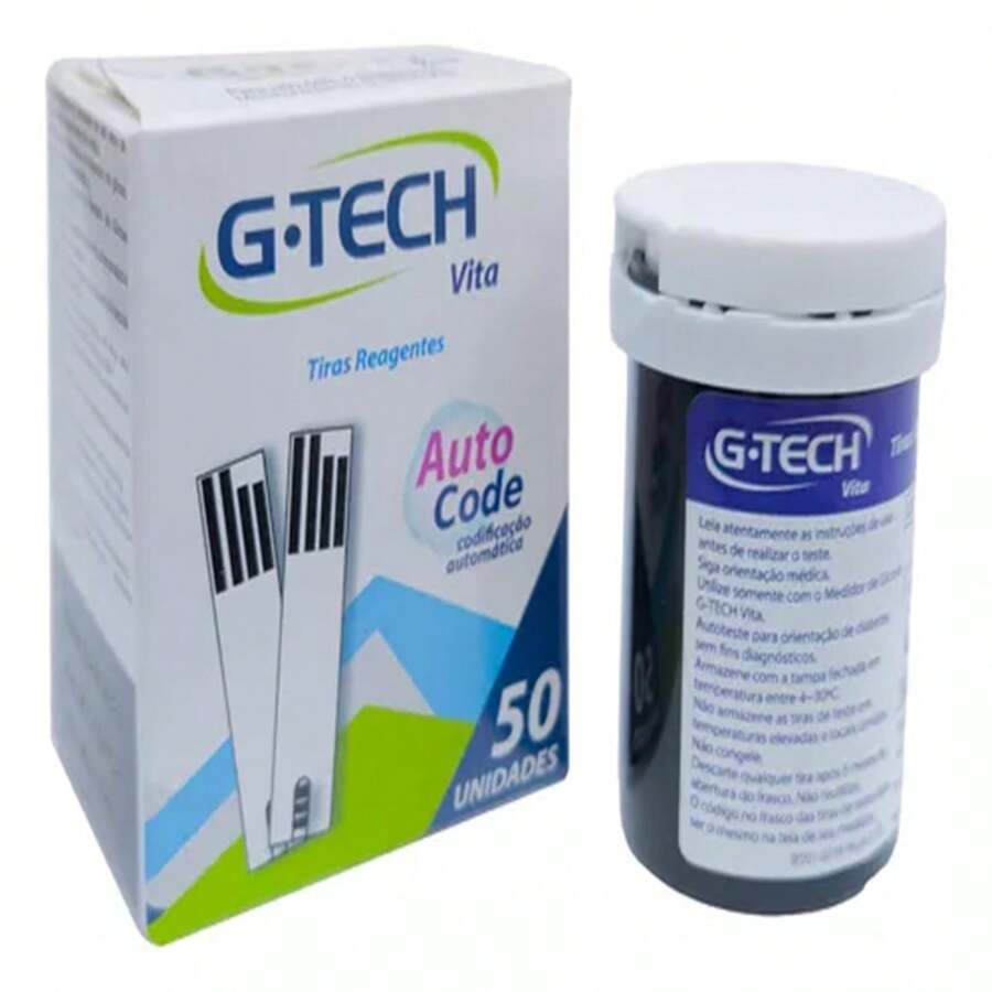 TIRAS REAGENTES PARA GLICEMIA DIABETES - VITA LITE - G TECH - Azul cadete - Visão 1