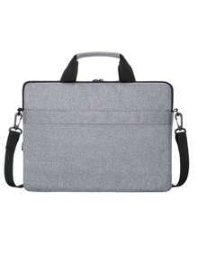 1pc Solid Color Simple And Lightweight Portable Laptop Bag, Portable Business Trip Waterproof Computer Protective Case, Zippered Office Computer Bag, School Bags Classroom Laptop Bags Classroom Bags Teacher Storage Bags Classroom Organizer Bags - Grey - View 3