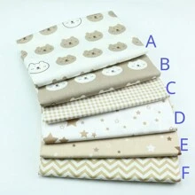Tela de sarga con diseño de rayas geométricas, estrella y cabeza de oso impresa en serie camello, material para manualidades, acolchado, patchwork, sábanas, costura, scrapbooking y telas calico - Multicolor - Ver 5